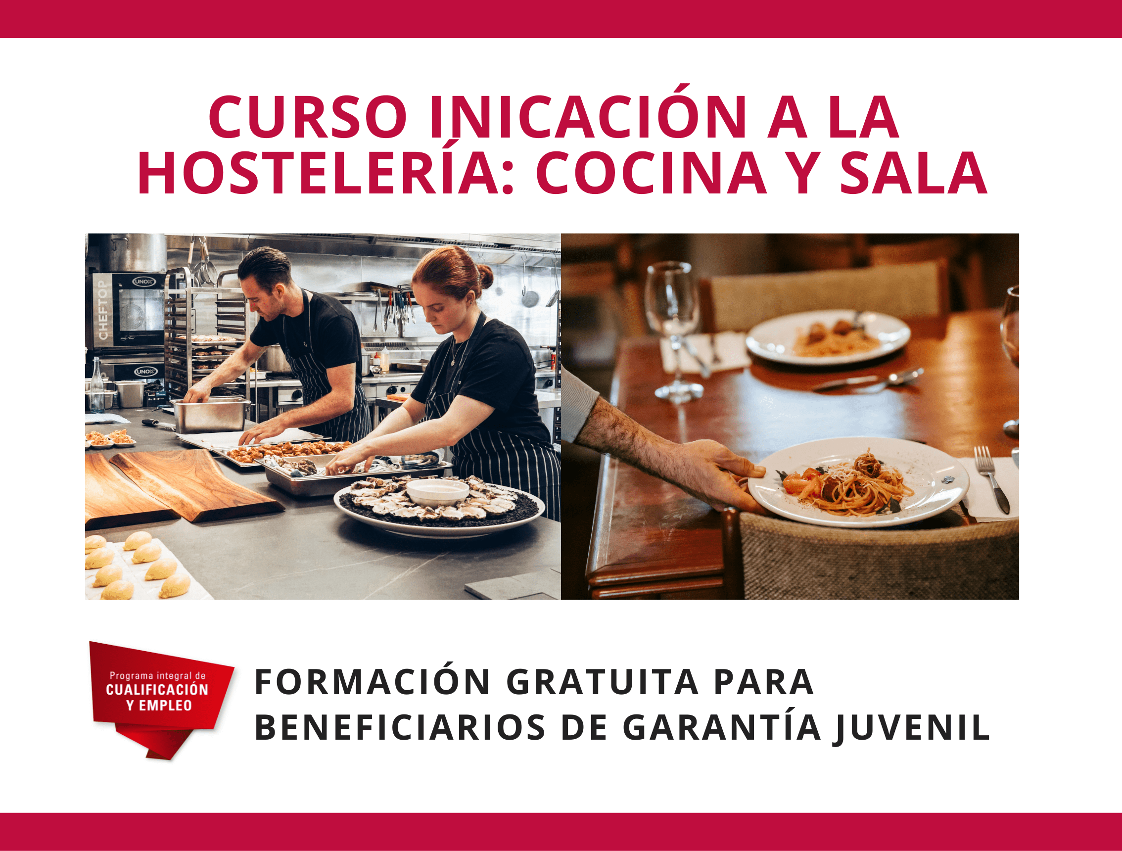 Garantía Juvenil: curso de iniciación a la hostelería: cocina y sala